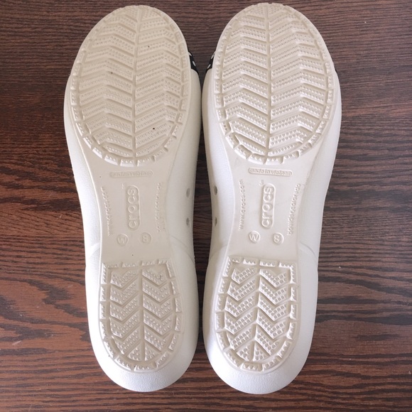 CROCS CAP TOE POLKA DOT BOW BALLET FLAT CREAM and BLACK - Picture 7 of 11